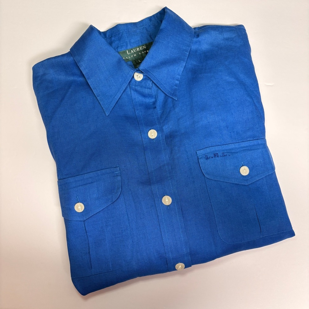 Lauren Ralph Lauren Women’s Linen New Preppy ResortWear  Button Up Size L
